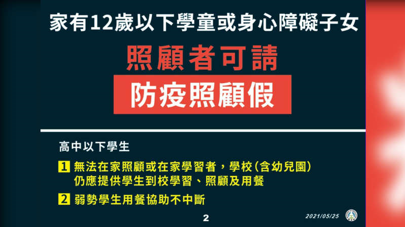 家有12歲以下學童或身心障礙子女照顧者，可請防疫照顧假。（圖／教育部）